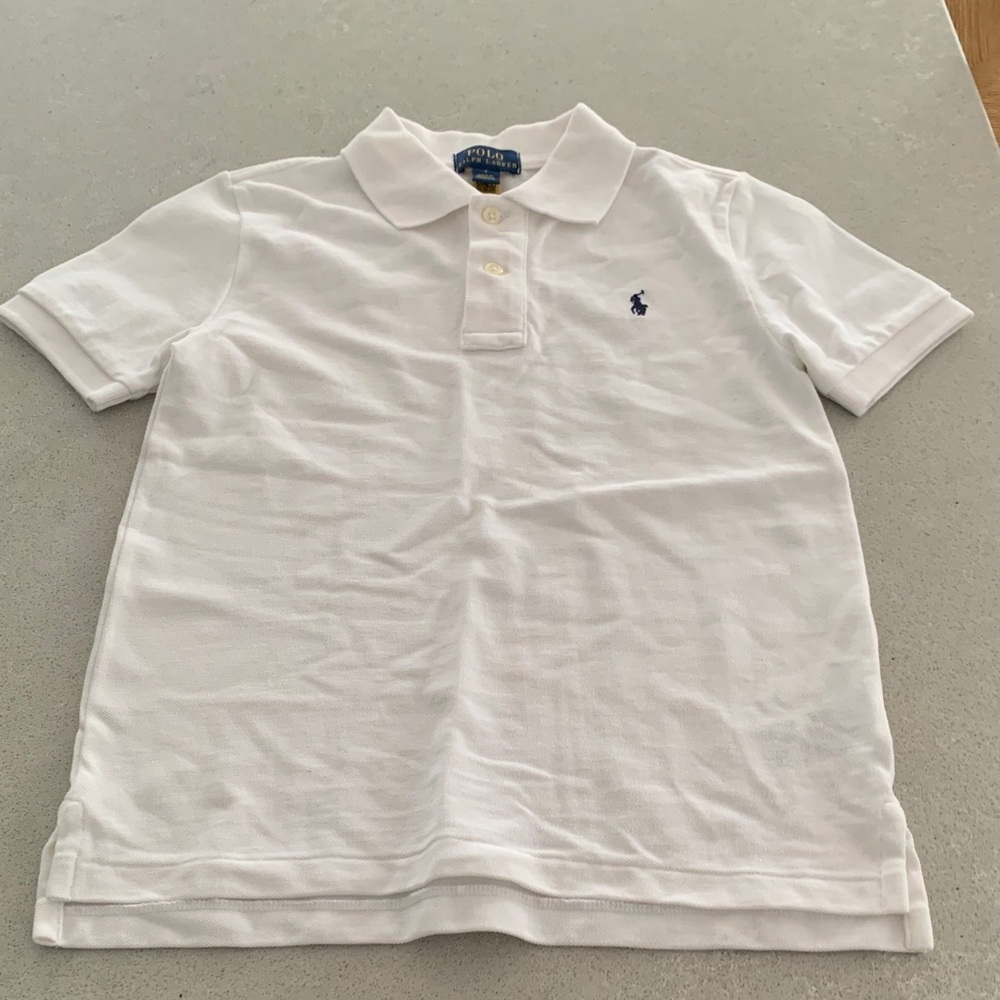 Ralph Lauren White Polo with Navy Logo